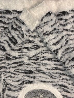 Mudd Fuzzy Black and White Striped Sweater